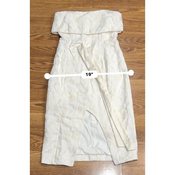 Alexis Isotta cream Floral Brocade Strapless Wrap Tie bride Dress small - Picture 6 of 13